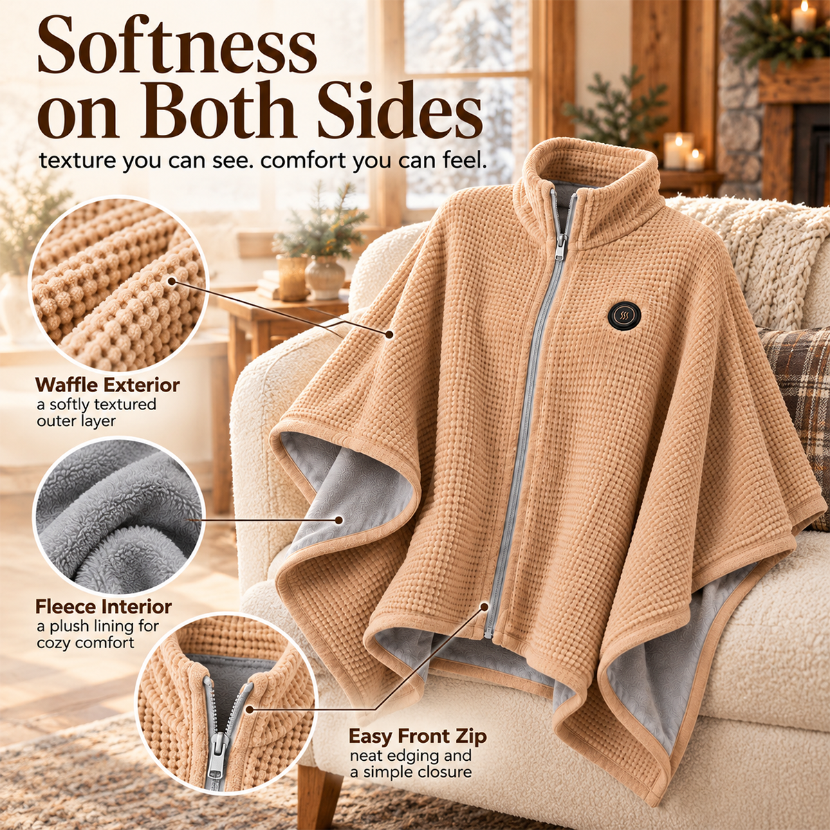 🔥 CozyHeat Wearable Heated Blanket – 3 Heat Levels for Winter Comfort