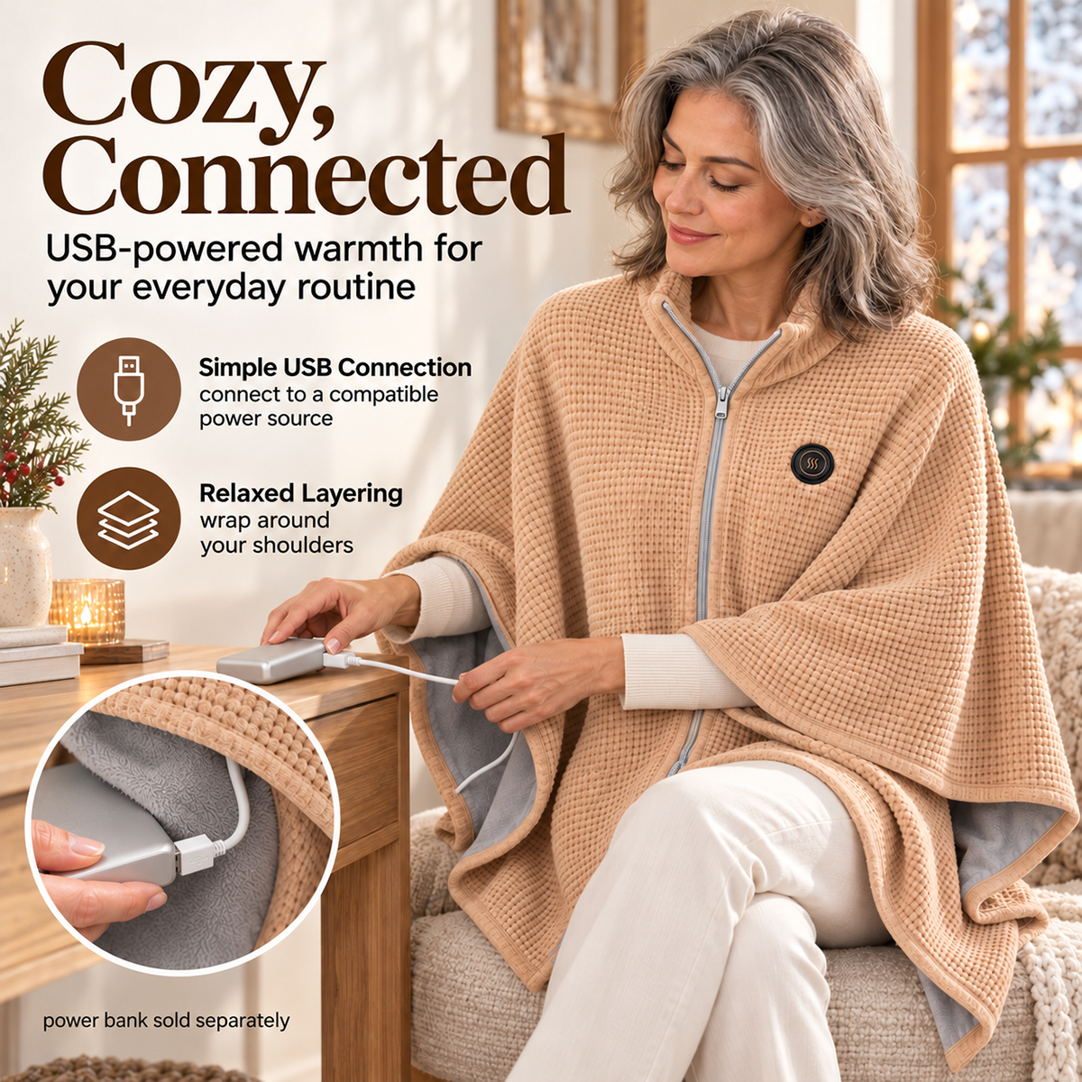 🔥 CozyHeat Wearable Heated Blanket – 3 Heat Levels for Winter Comfort